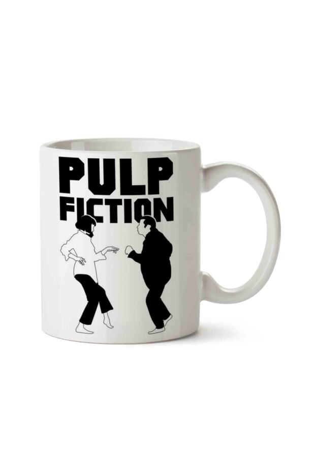 كوب مطبوع عليه وجهين من Pulp Fiction
