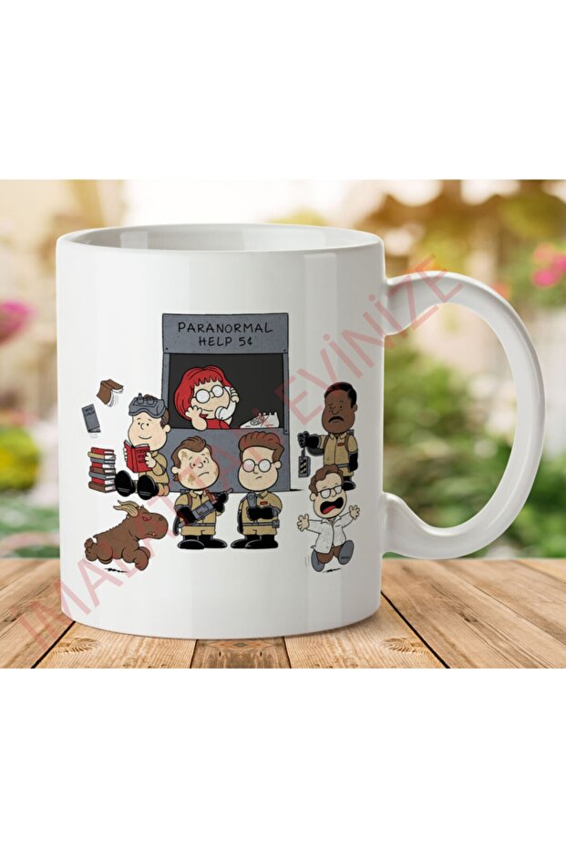 كوب مطبوع على الجانبين من Paranormal Help Ghostbusters Peanuts