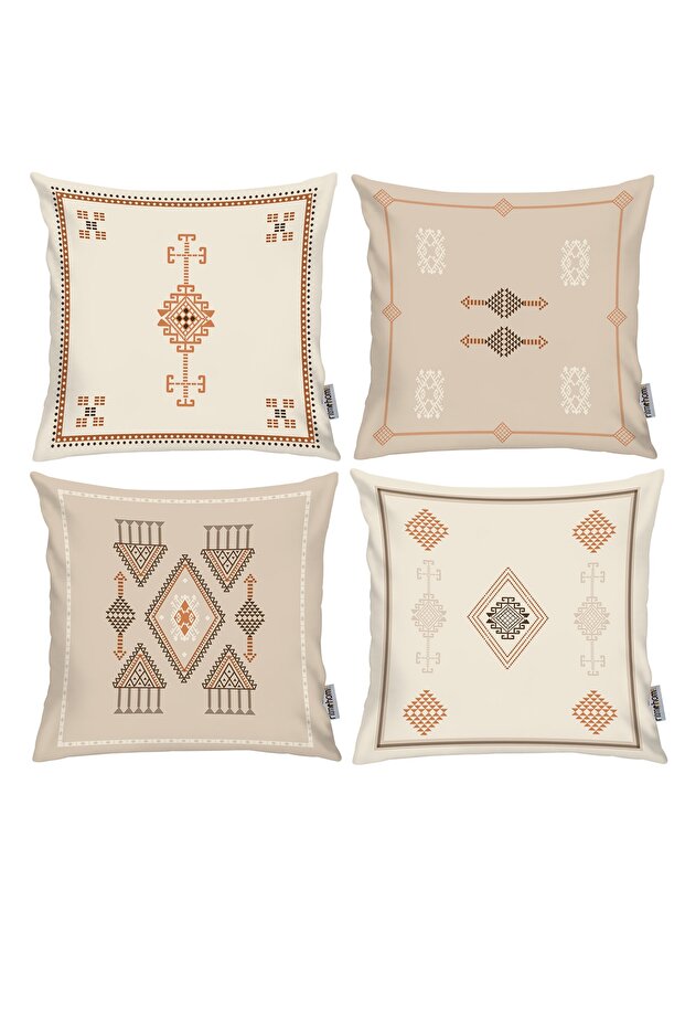 Scandinavian Bohemian Ethnic 4-Piece Throw Pillow Cover