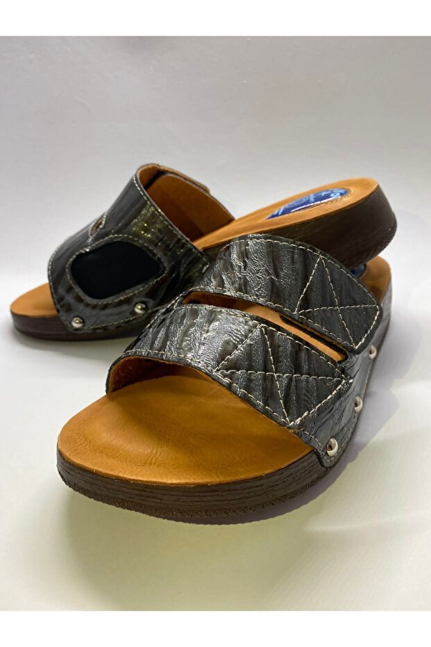 Memory Foam Sole Genuine Leather Hallux Valgus Bone Protrusion and Heel Spur Slippers