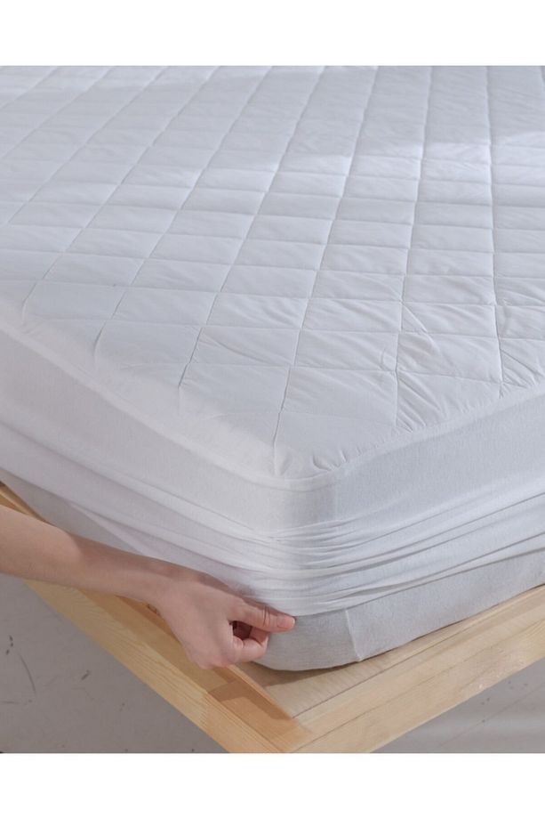 Sıvı Geçirmez Tek Kişilik Alez 120x200+30 Cm %100 Pamuk Kapitone Fitted Yatak Alezi - 1