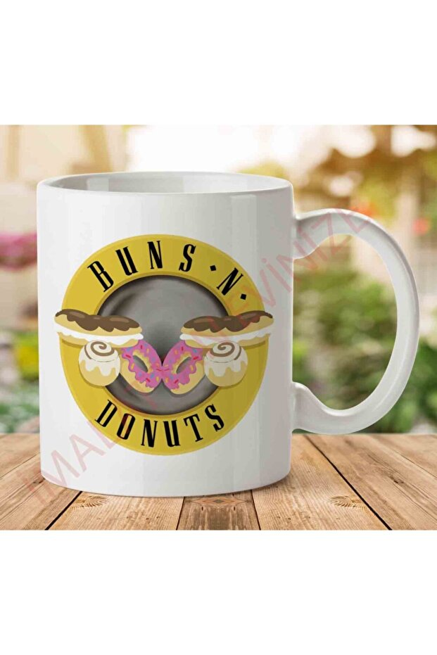 كوب مطبوع على الجانبين من Buns N Donuts Guns And Roses