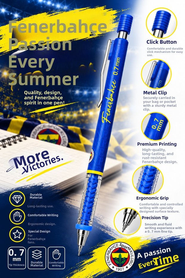 Licensed Versatile Ballpoint Pen, 0.7 mm, School Stationery Ballpoint Pens, Fan Gift, FB Design