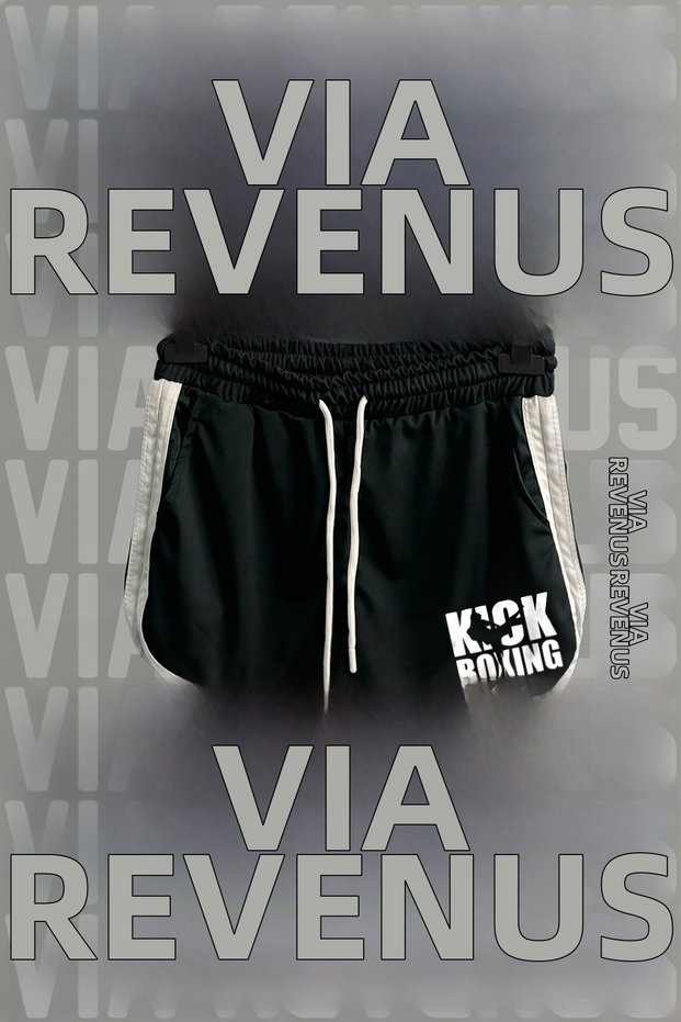 Kickboxing Printed Women's Sports Running and Fitness Shorts with Strips on the Sides Piped Detail