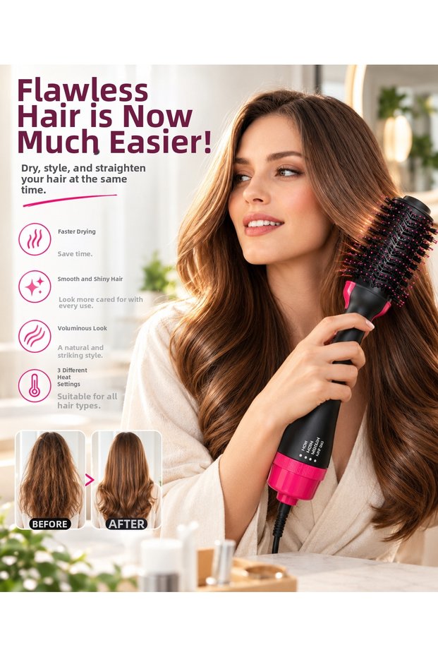 Practical Professional Air-Blow Hair Dryer and Styling Brush Comb