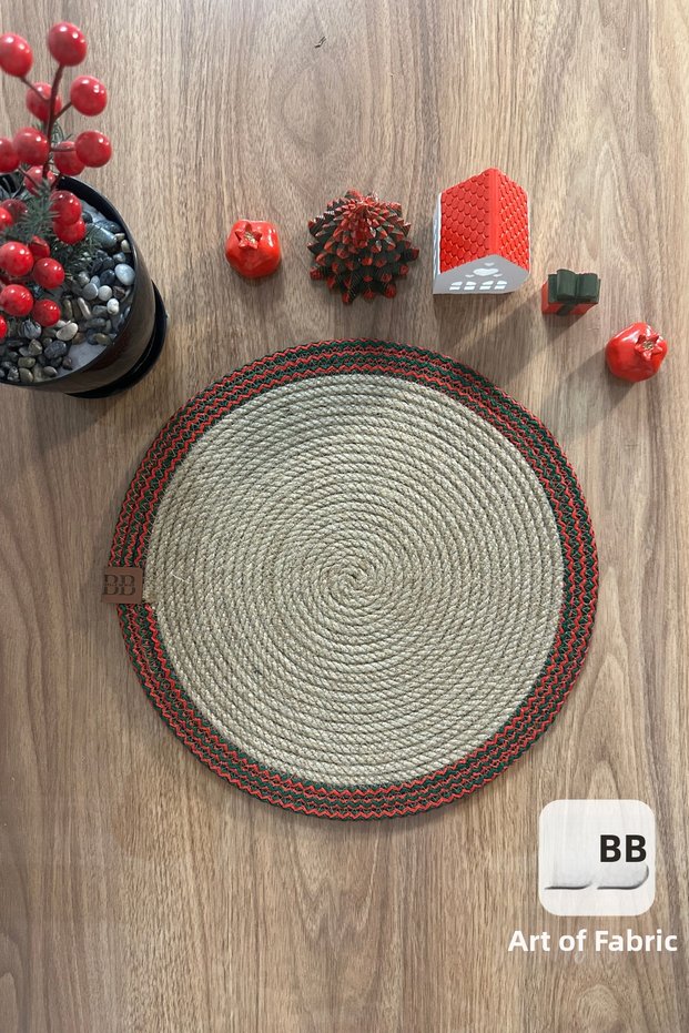 Handmade Wicker Jute Plate, Bohemian Luxury Plate, American Style Plate Diameter 33 Cm.