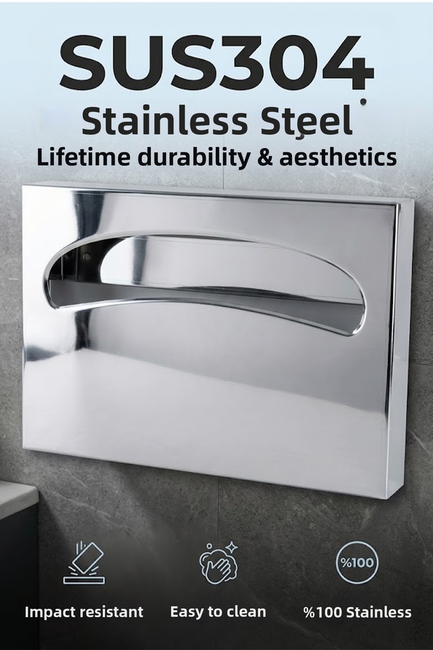 304 Stainless Steel Toilet Paper Dispenser - Wall-Mounted Toilet Paper Dispenser