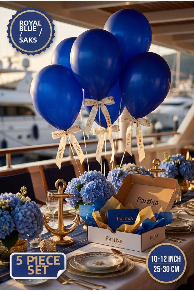 Set of 5 Cobalt (Royal Blue) Premium Latex Balloons - 10-12 Inches (25-30 cm) - Helium-Compatible