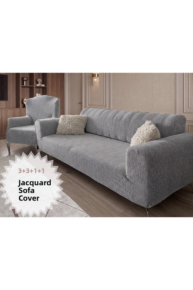 Jacquard Striped Pattern 3311 Oversized Chair Cover—Flexible, Perfect Fit, Non-Slip, Washable, Stain Resistant Stretch Chair Cover 3311