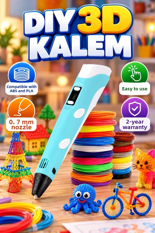 ABS and PLA-Compatible 3D Modeling Pen with 0.7 mm Nozzle for Precise Drawing and Modeling