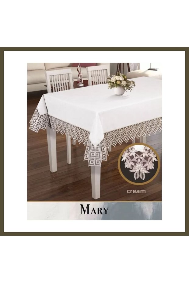 Linen Tablecloth, Maria Model, Cappuccino, 155x220 cm, Elegant Home Textiles BX