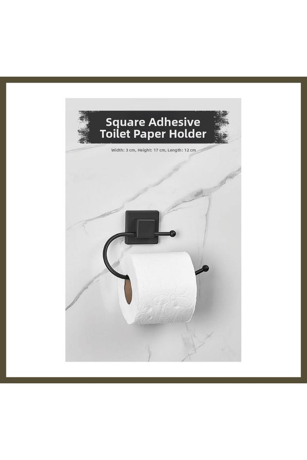 Black Toilet Paper Holder with Square Top and Adhesive Back, Model BX