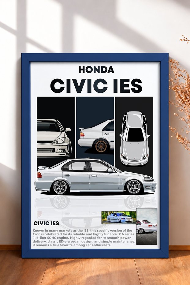 White Classic Japanese Sedan Framed Art Print Car Poster for Garage or Office Wall Decor OTO038