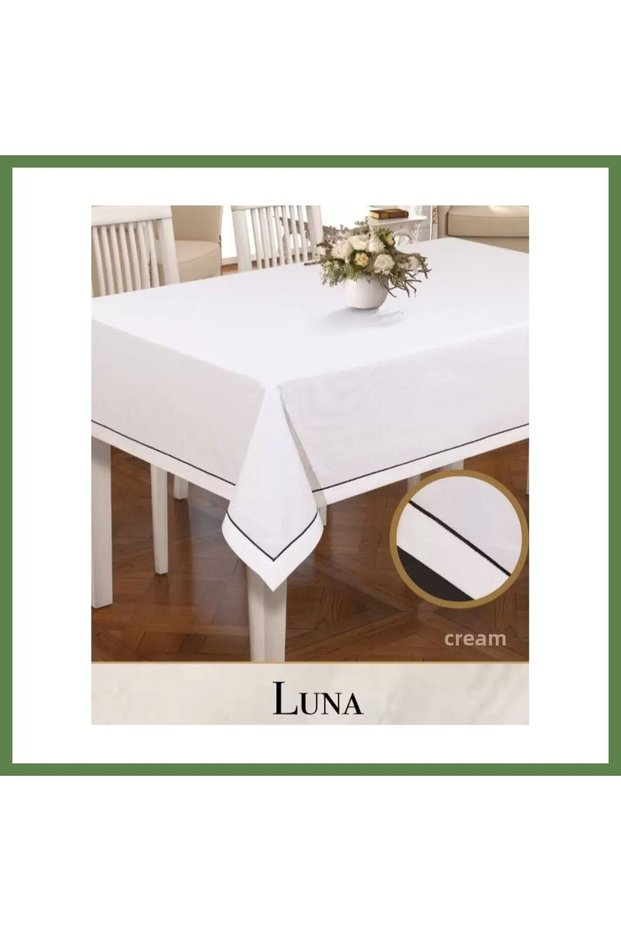 Linen Tablecloth 160x260 cm Dining Tablecloth Luna Model Cream HB006