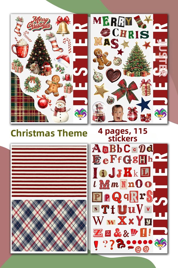 Christmas and New Year's-Themed 4-Page Spreads, Stickers, Decals, Diary, Planner, Bullet Journal, Scrapbook