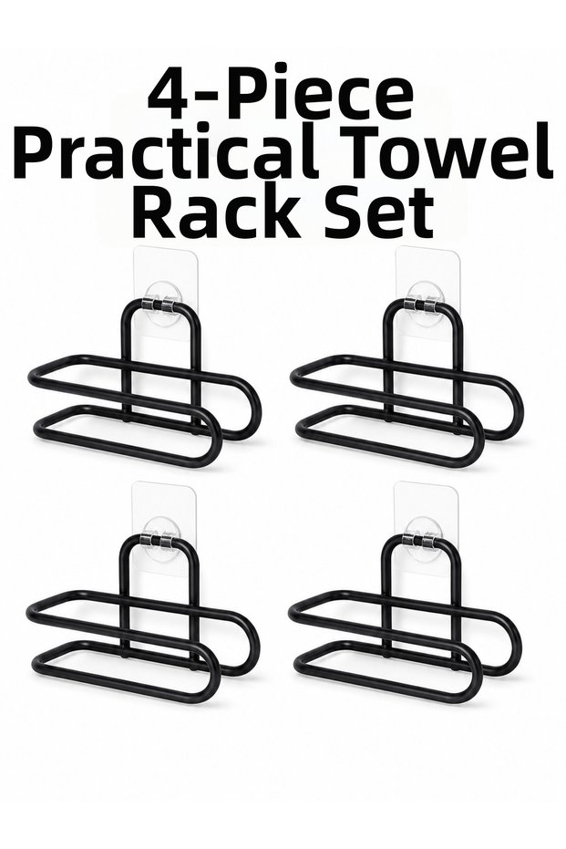 Black Metal Toilet Paper Holder Set with Adhesive Wall Mount, 4-Piece Set - Lisinya LSELDR06