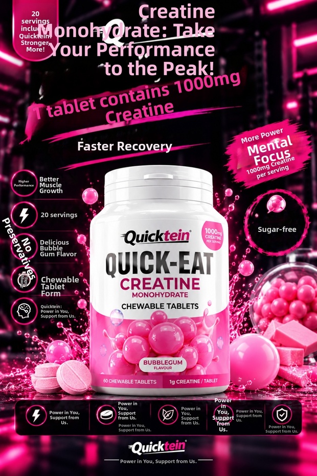 - Creatine Bubblegum Chewable Tablets - 60 Tablets