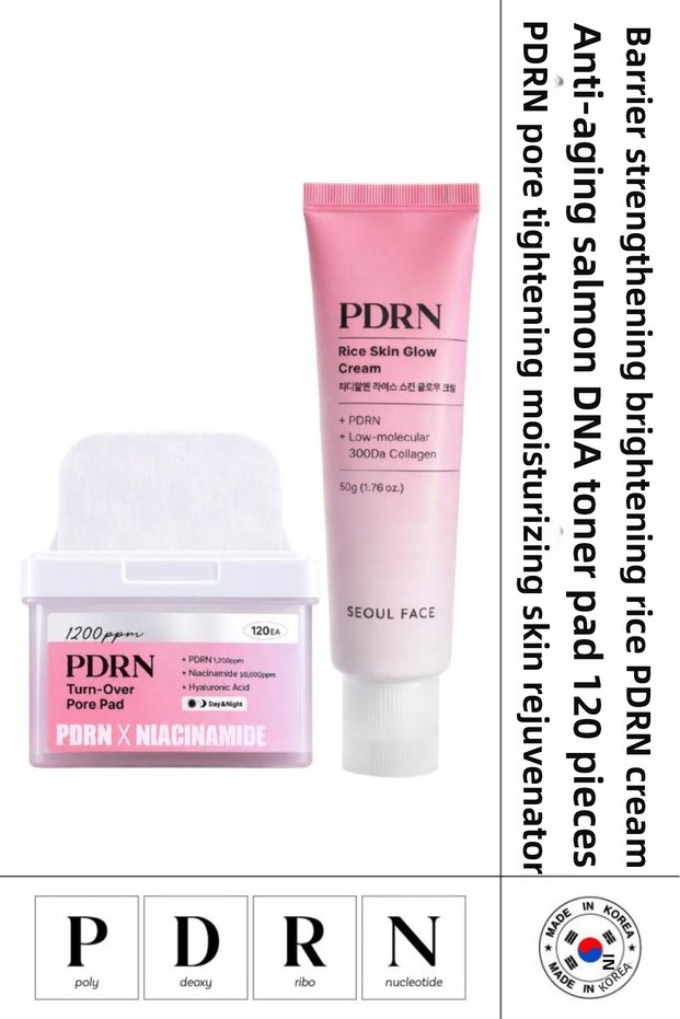 Pdrn Salmon Dna Tonic Pads, 120 Pieces, and Pdrn Cream, 50g.