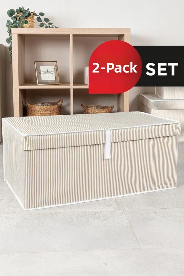 (2 Pcs) Brown Multi-Purpose Box with Lid Hurç Megaplus 70X40X30 cm