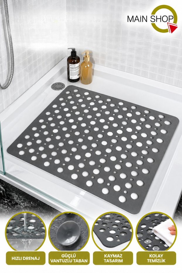 Square Suction Cup Bath and Shower Anti-Slip, Bathtub Shower Cabin Bath Mat 54X54Cm M-149