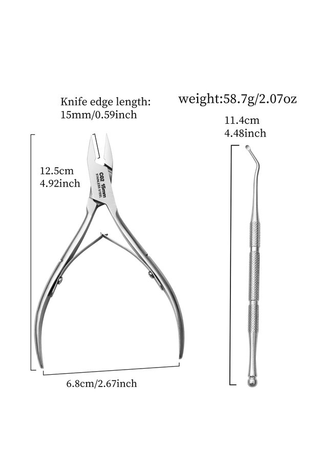 C02 2pcs Cuticle Pliers, Professional Stainless Steel Cuticle Cutters Clippers, Pedicure Tools for N