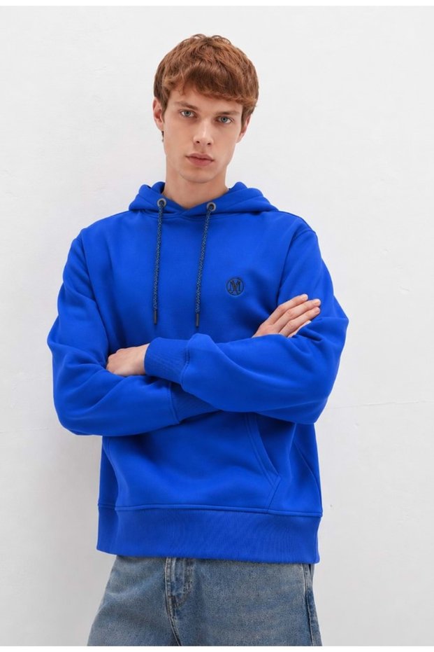 065809 Logo Embroidered Men's Hooded Sweatshirt