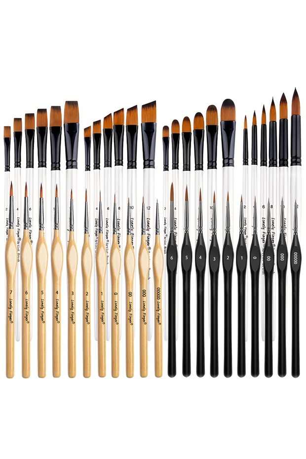 35pcs Pack 45pcs Fine Detail Artist Paint Brush Set - Premium Wooden Handles & Nylon Bristles, Vario