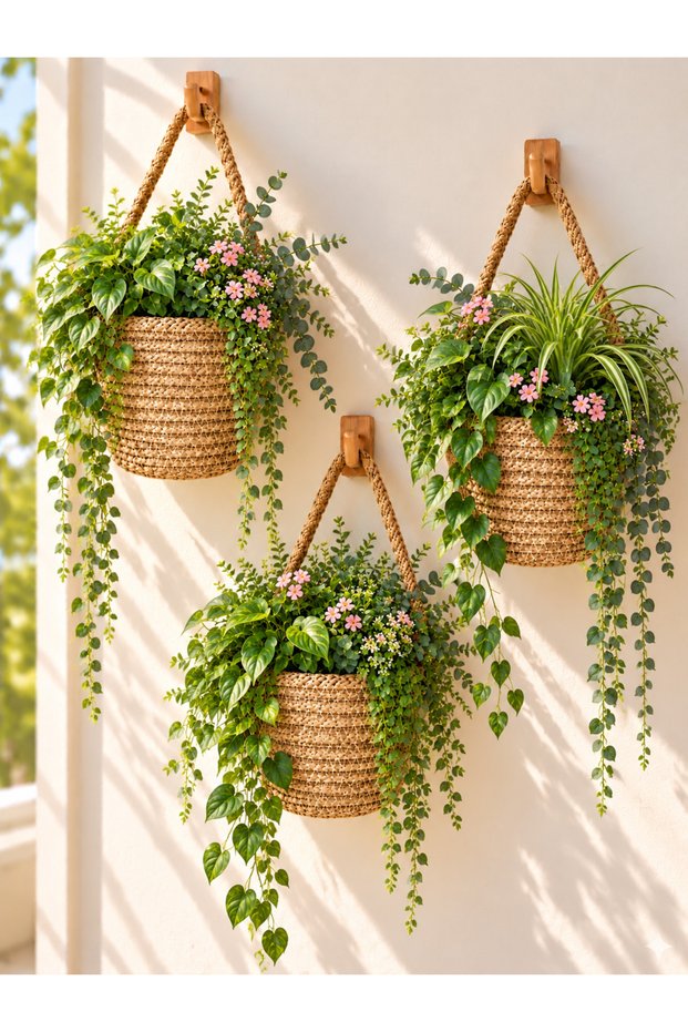 Basket 3-Piece Mini Basket Organizer (Plants and Hangers Not Included)