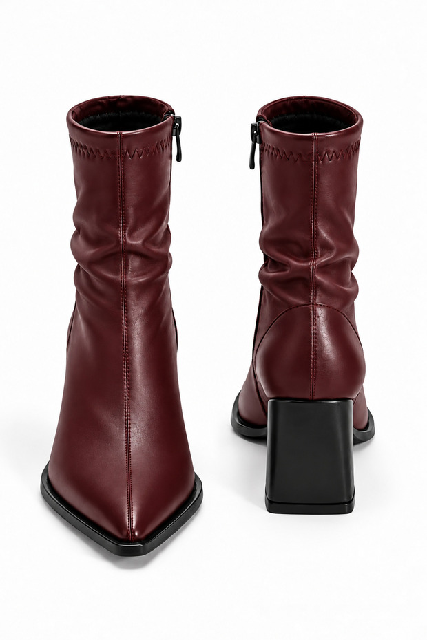 Ankle Boots - Burgundy - Block