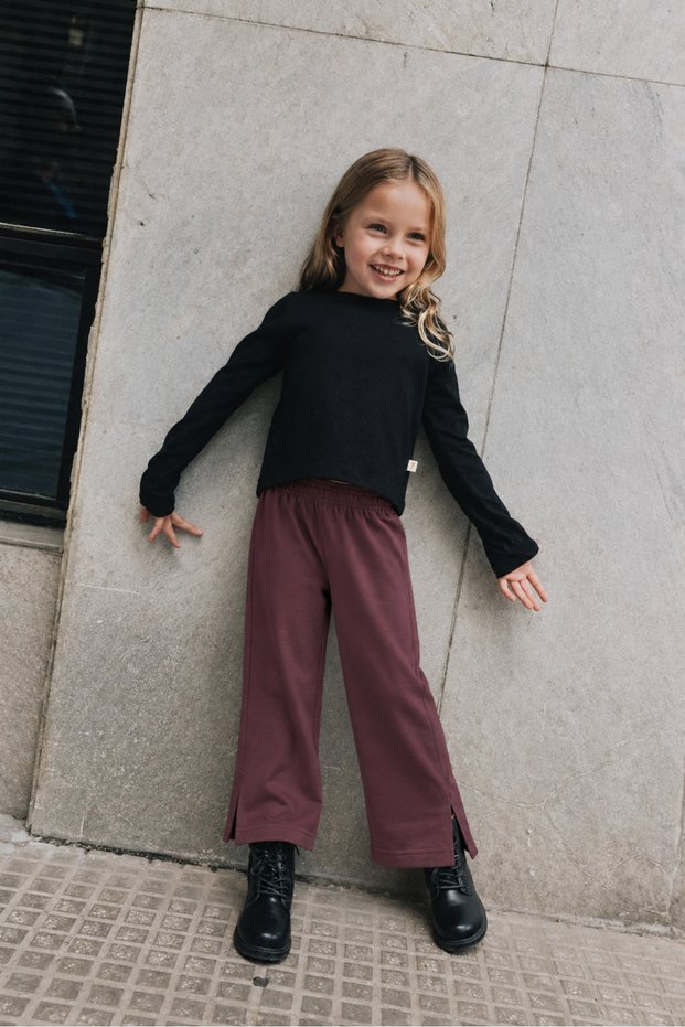 Wide Cut Trousers 4-12 Years Old Burgundy