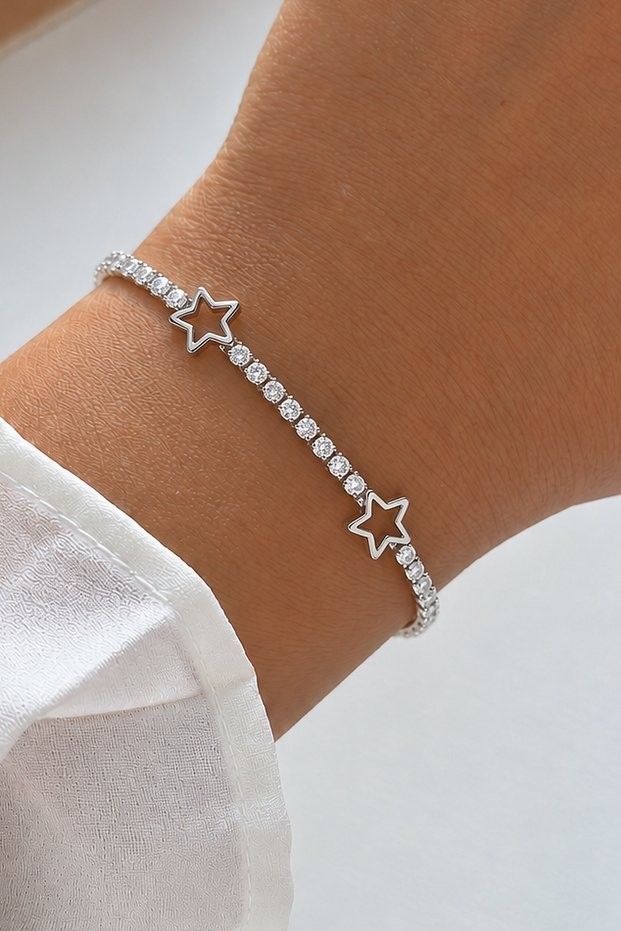 Series Full Stone Waterway Multi-Star Model Guaranteed Women's Steel Bracelet Silver Does Not Tarnish Color Does Not Fade