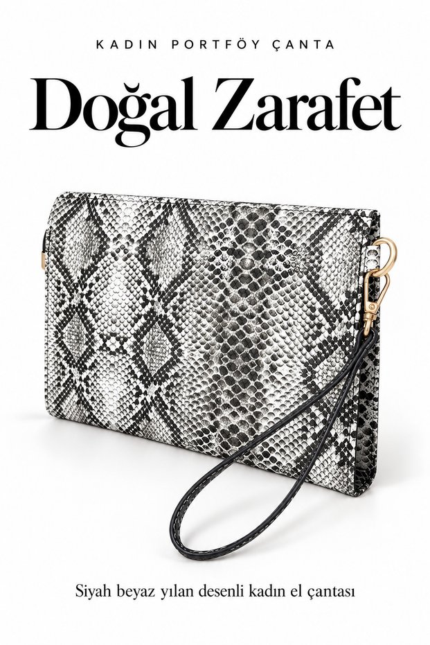 Nora Women's Portfolio Handbag - Patterned Clutch Bag with Wrist Strap