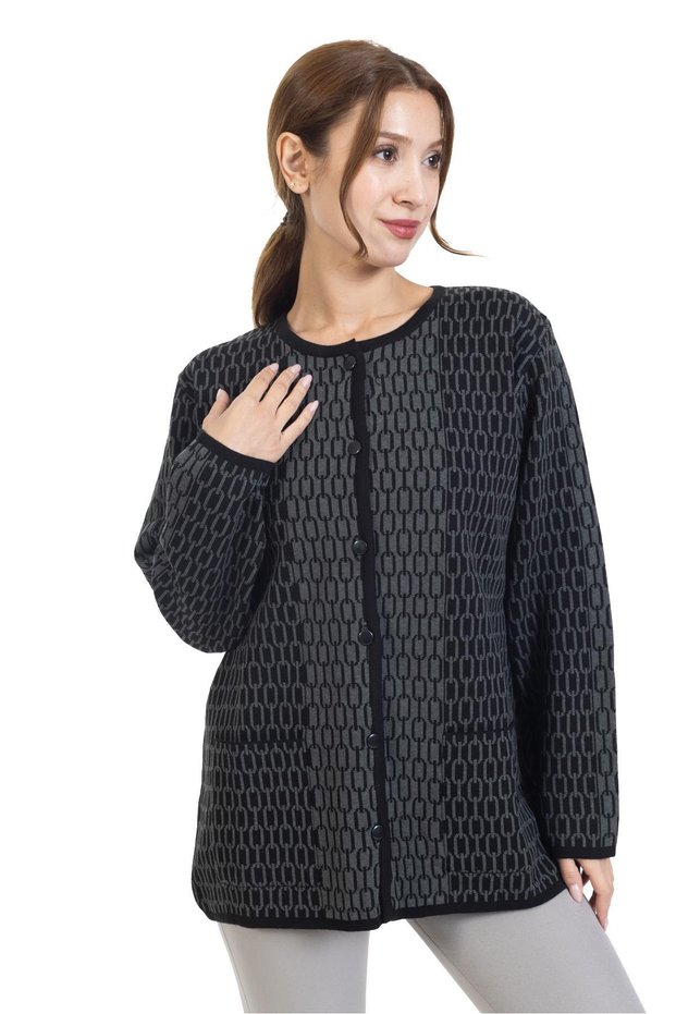 New Season Women's Knitwear Knitted Tight Woven Buttoned Chain Patterned Mother Winter Cardigan 8086