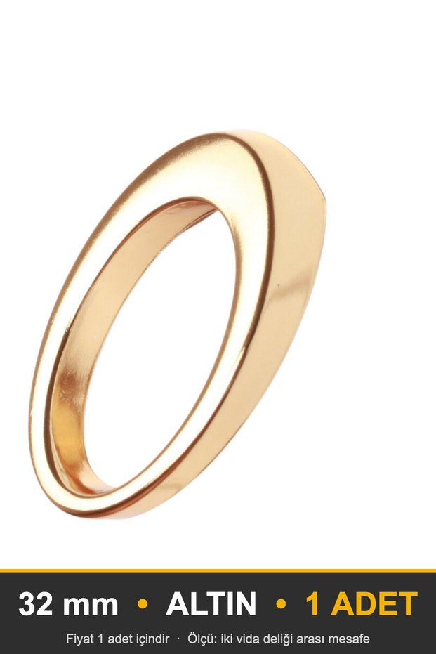 Side Ring Oval Ring Furniture Handle, 32 mm, Gold Kitchen Cabinet Drawer Handle