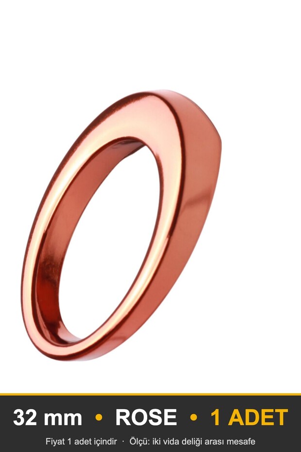 Side Ring Oval Ring Furniture Knob, 32 mm, Rose, Kitchen Cabinet and Drawer Knob