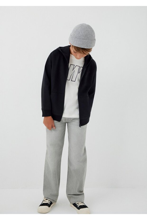 Black Hooded Zippered Sweatshirt 6S10217-900