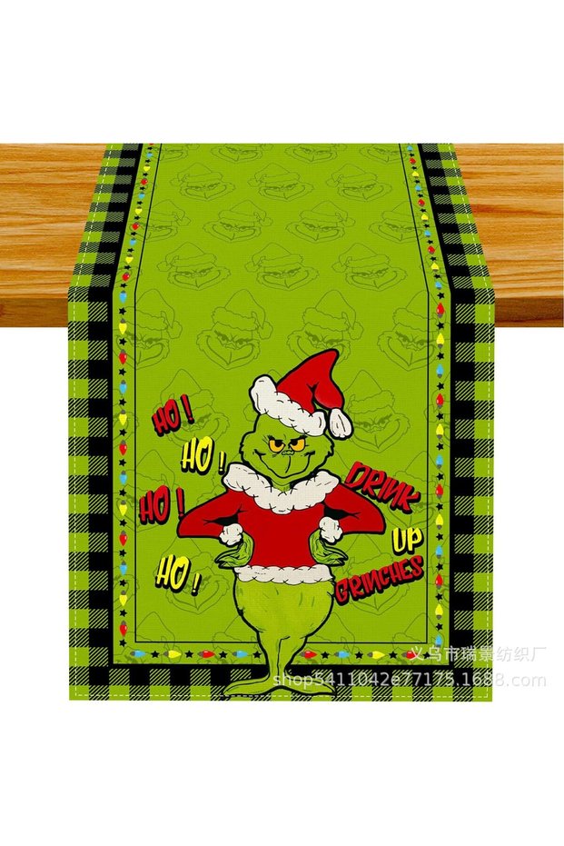 33x275cm WHITE Navidad Decorationes Para El Hogar Linen Green Christmas Table Runner Merry Tableclot