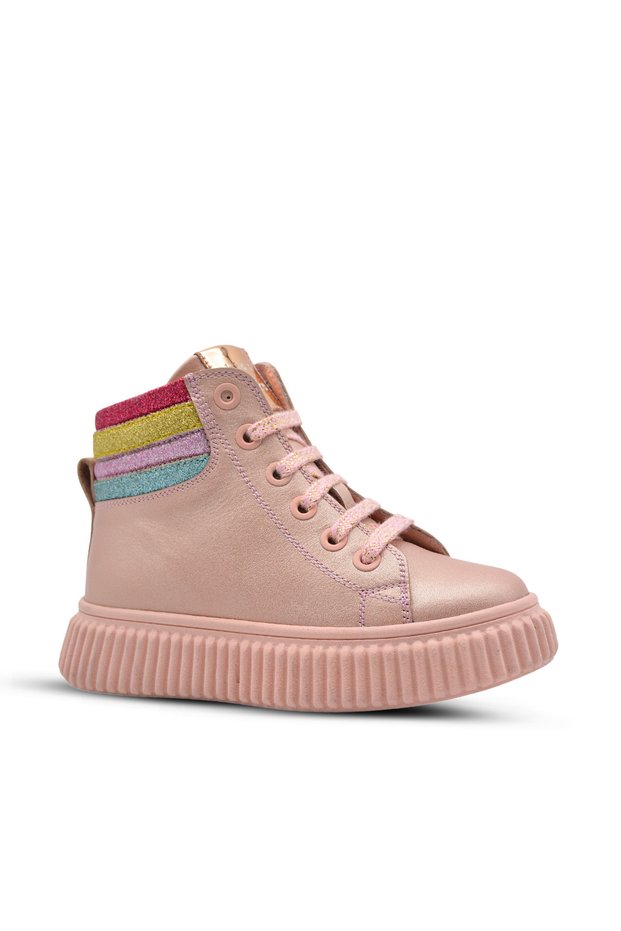 Angel Lace-Up and Zip-Up Leather Girls' Boots, Powder
