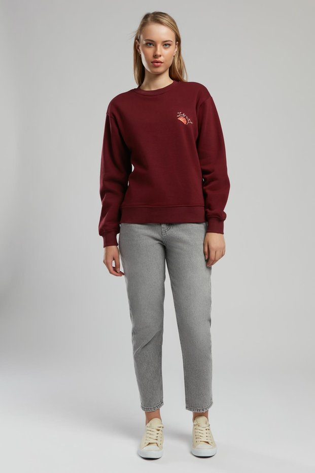 Petra women's o-neck sweatshirt, burgundy.