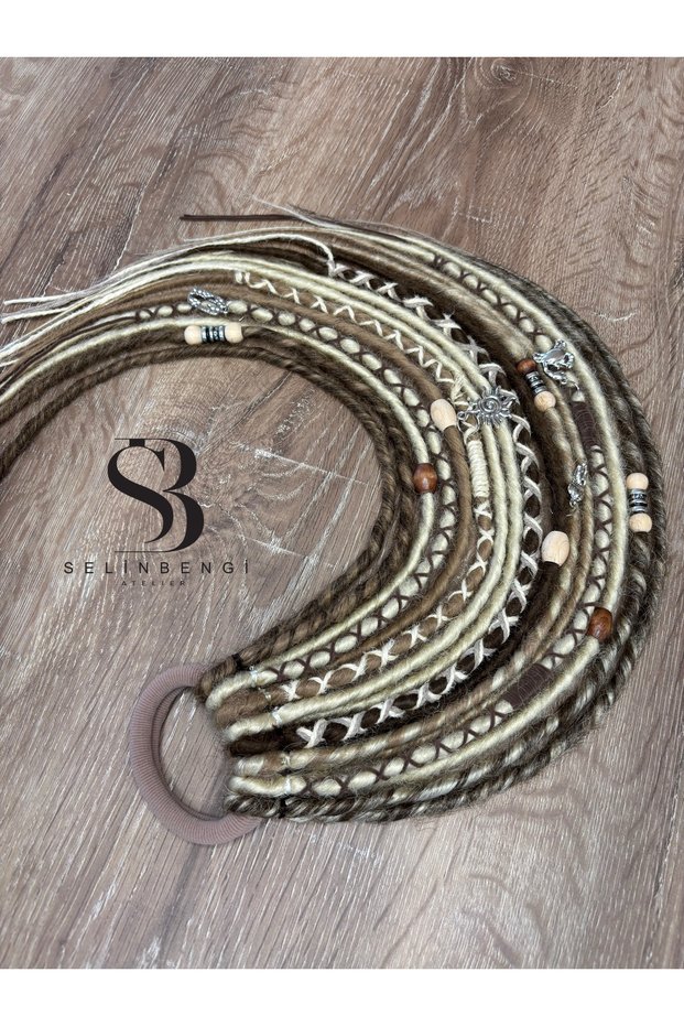 16-Piece Set of 50 cm Platinum, Light Ash Blonde, and Dark Ash Blonde Rasta Hair Ties with Elastic Bands.