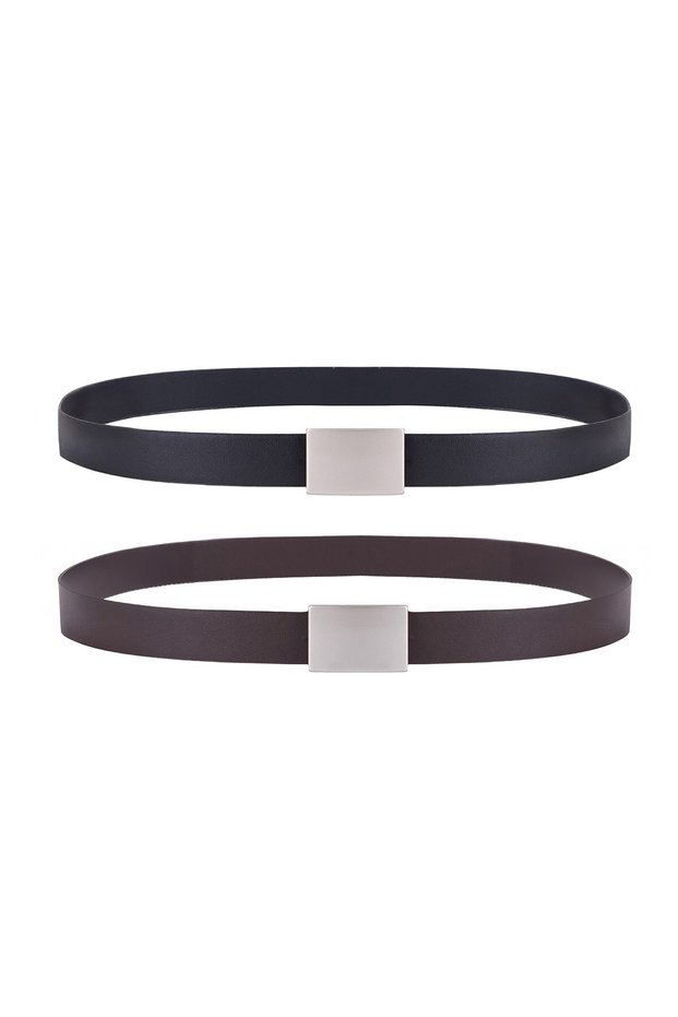 Brown - Black 2-Piece Women's Belt Pin Buckle Practical Use