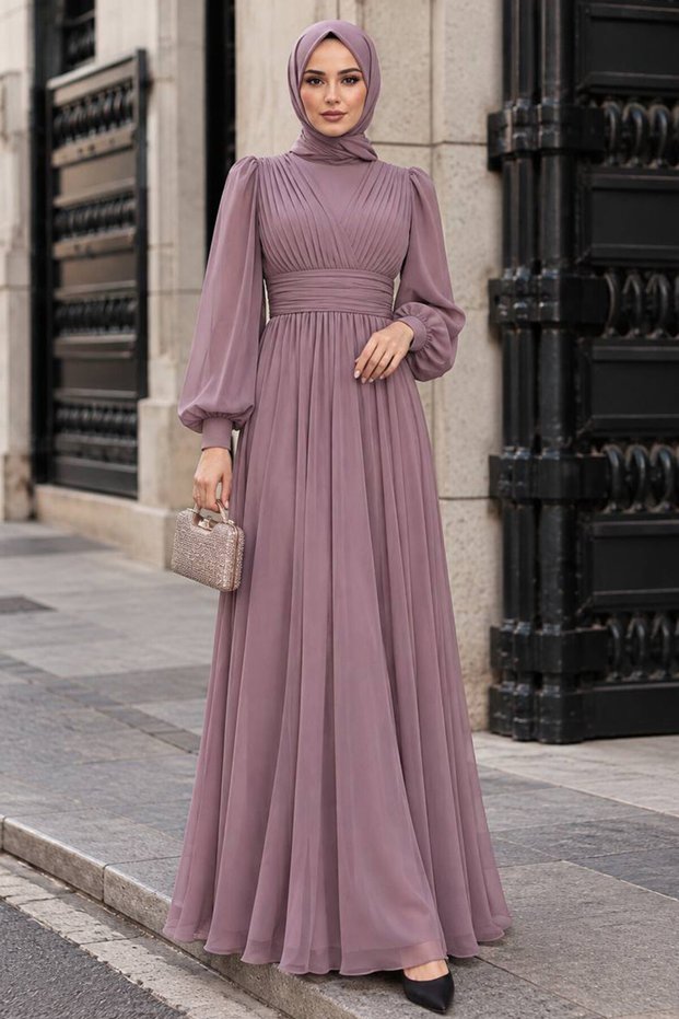 Drapeli Lilac Hijab Evening Dress 46321Lila