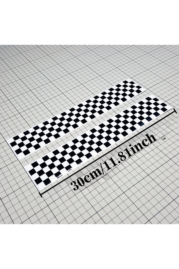 GLH-30x5CM-2PCS Black and White Checkers Stripe Motorcycle Sticker Waterproof for Refit Motorbike Fu