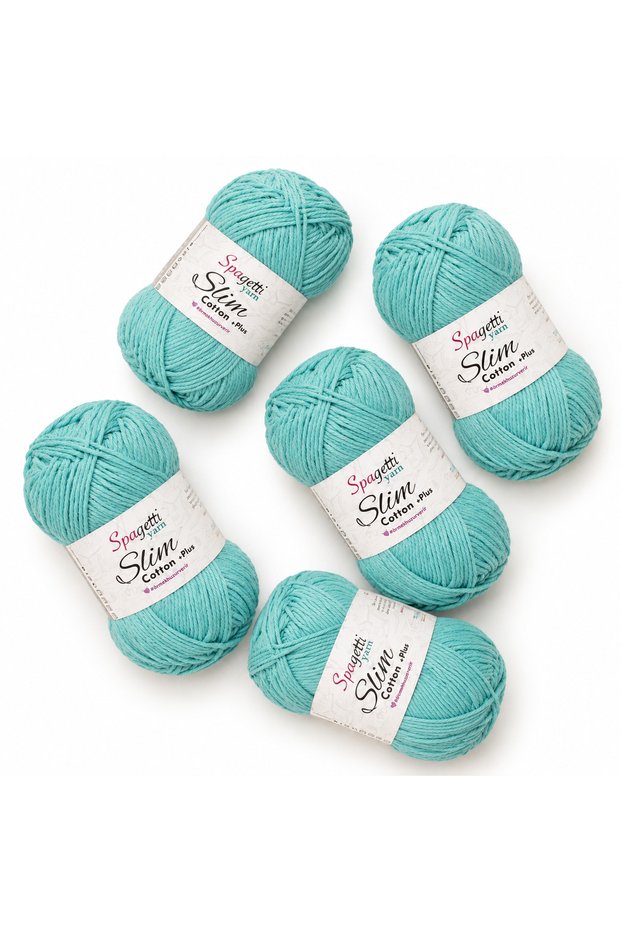 Slim Cotton Plus 5-Piece Mint Hand Knitting Yarn