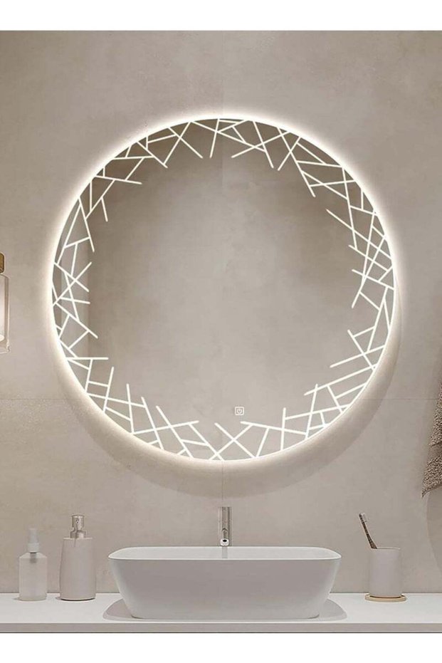 50cm Frameless Bathroom Mirror with 3-Level LED Front Light, Wall Mirror, Makeup Mirror