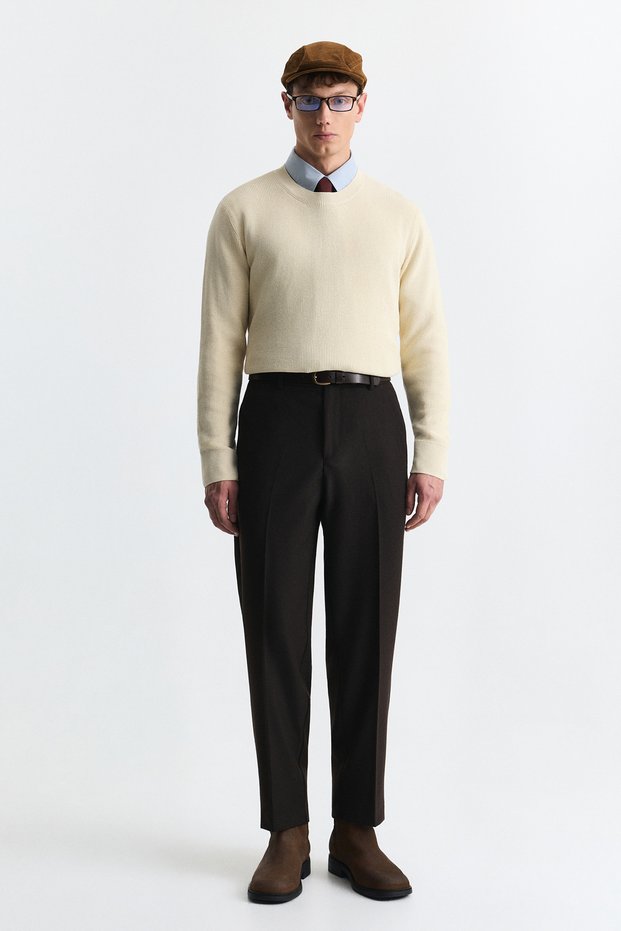 Brown Tapered Fit Men's Pants