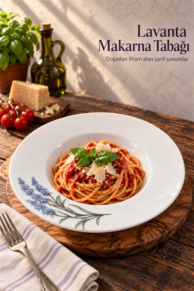Lavender Single-Piece Porcelain Deep Pasta Plate, Risotto and Salad Serving Plate, 27 cm