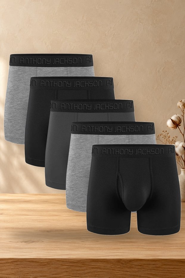 Men's Long Leg Boxer Briefs, 5-Pack, Stretch Fabric Cotton, Breathable – Yoris