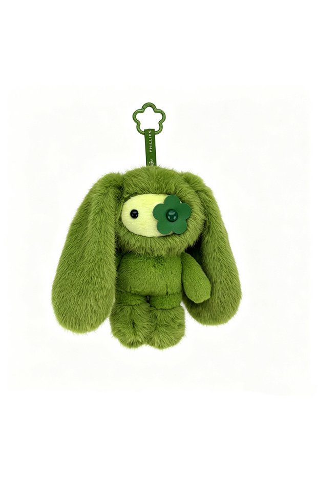 C Cute Juju Rabbit Plush Keychain Flower Eye Bunny Stuffed Doll Kawaii Long Ears Animals Bag Pendant