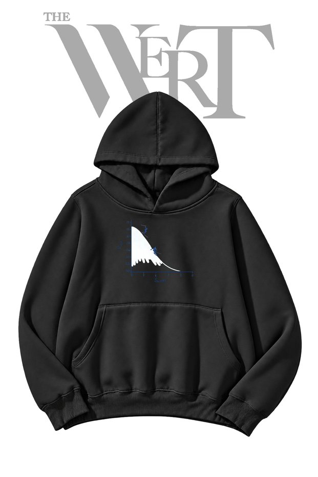 Skier Graph Pre-Printed Black Hooded Sweatshirt (2-Ply)
